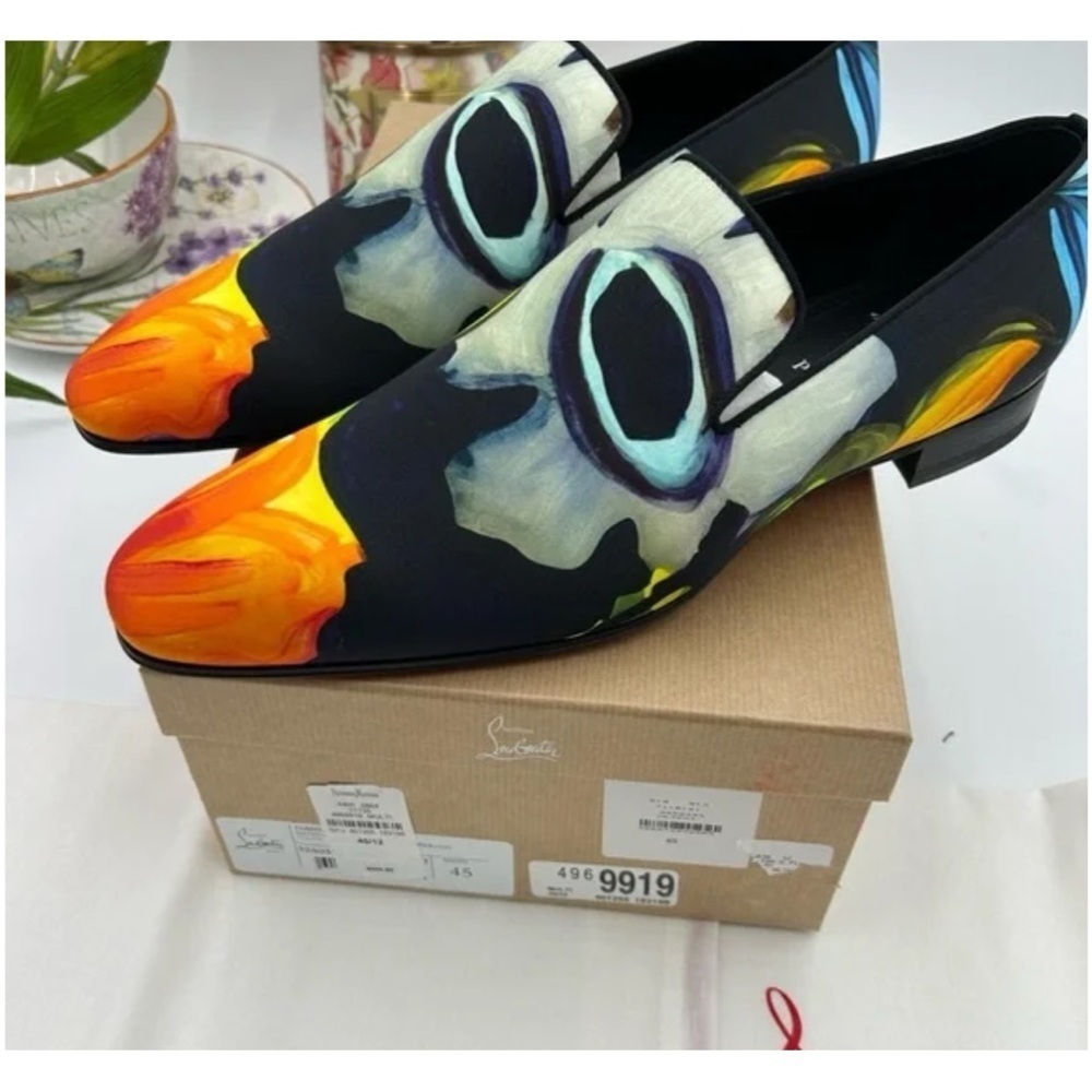 Christian Louboutin, dandy, chick floral satin loafers size 45 made Italy - Picture 6 of 8